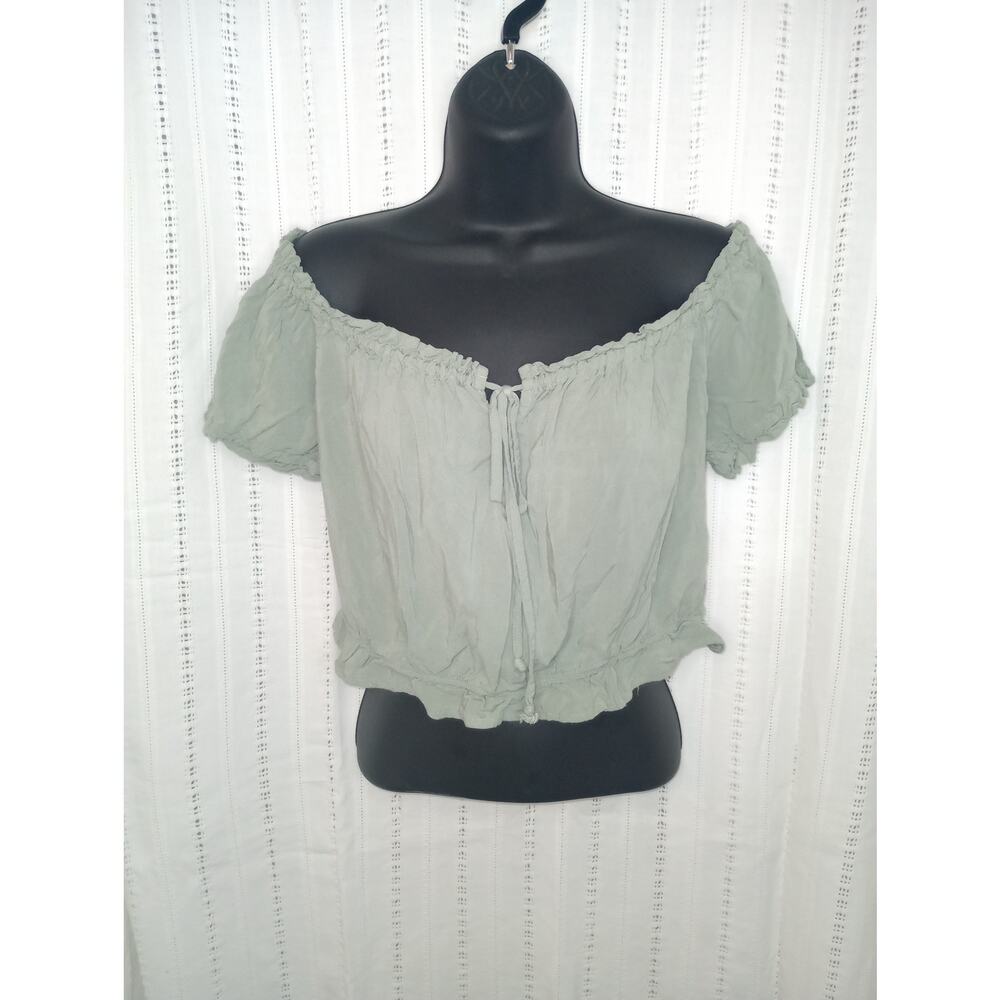 Sage Green Crop Top - Size M/L - Cottage Fairy Ren Faire Milk Maid Peasant